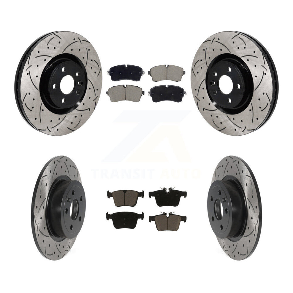 Front Rear Coated Drill Slot Disc Brake Rotor Ceramic Pad Kit For Land Rover Range Evoque KDC-101295
