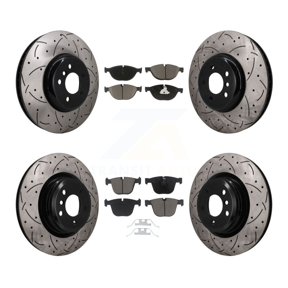 Front Rear Disc Brake Rotors And Ceramic Pads Kit (6Pc) For BMW 750i xDrive 750Li 550i GT KDC-101669