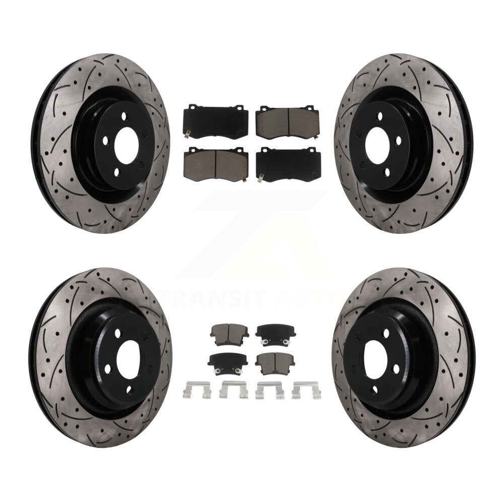 Front Rear Coated Drilled Slotted Disc Brake Rotors And Ceramic Pad Kit For Dodge Charger KDC-101672