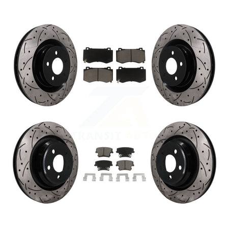Front Rear Coated Drilled Slotted Disc Brake Rotors And Ceramic Pad Kit For Dodge Charger KDC-101672