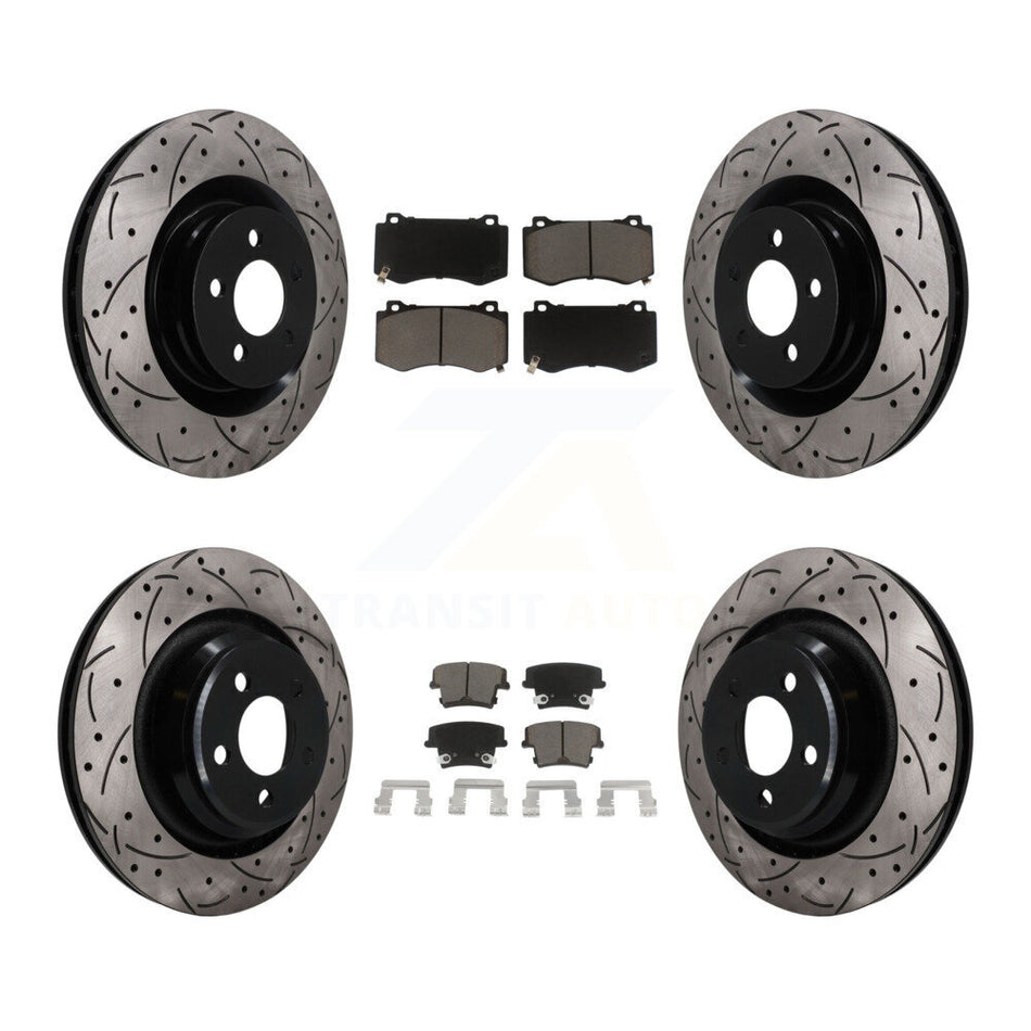 Front Rear Coated Drilled Slotted Disc Brake Rotors And Ceramic Pad Kit For Dodge Charger KDC-101672