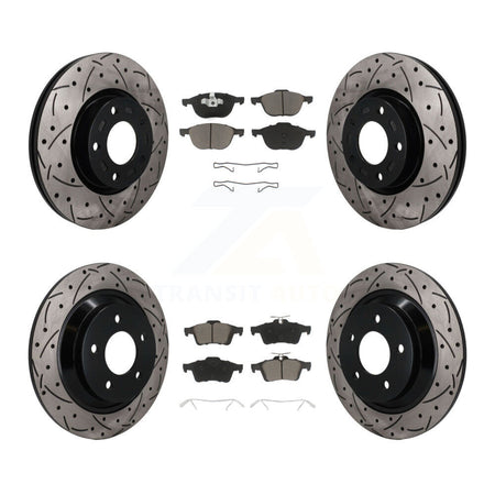 Front Rear Coated Drilled Slotted Disc Brake Rotors And Ceramic Pads Kit For Mazda 5 KDC-101673