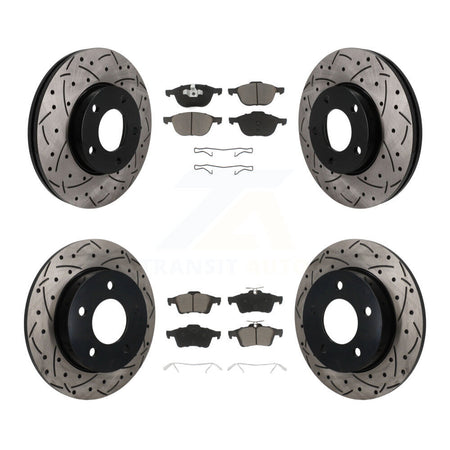 Front Rear Coated Drilled Slotted Disc Brake Rotors And Ceramic Pad Kit For Mazda 3 Sport KDC-101674