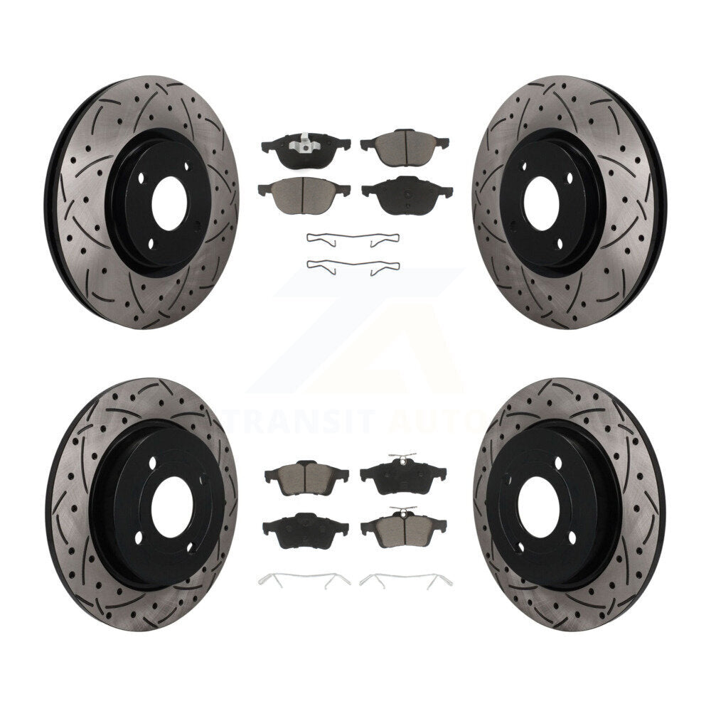 Front Rear Drilled Slot Disc Brake Rotors Ceramic Pad Kit For 2018-2022 Ford EcoSport AWD KDC-101676