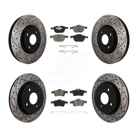 Front Rear Drilled Slot Disc Brake Rotors Ceramic Pad Kit For 2018-2022 Ford EcoSport AWD KDC-101676