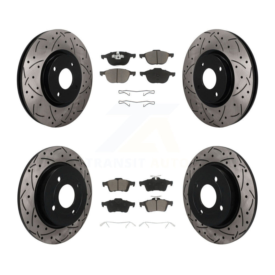 Front Rear Drilled Slot Disc Brake Rotors Ceramic Pad Kit For 2018-2022 Ford EcoSport AWD KDC-101676