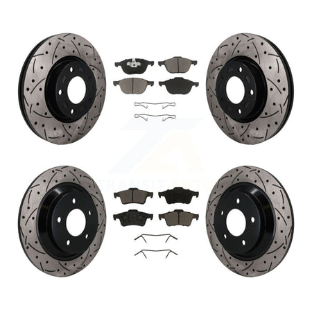 Front Rear Coated Drilled Slot Disc Brake Rotor Ceramic Pad Kit For 2006 Mazda 5 To 02 06 KDC-101678