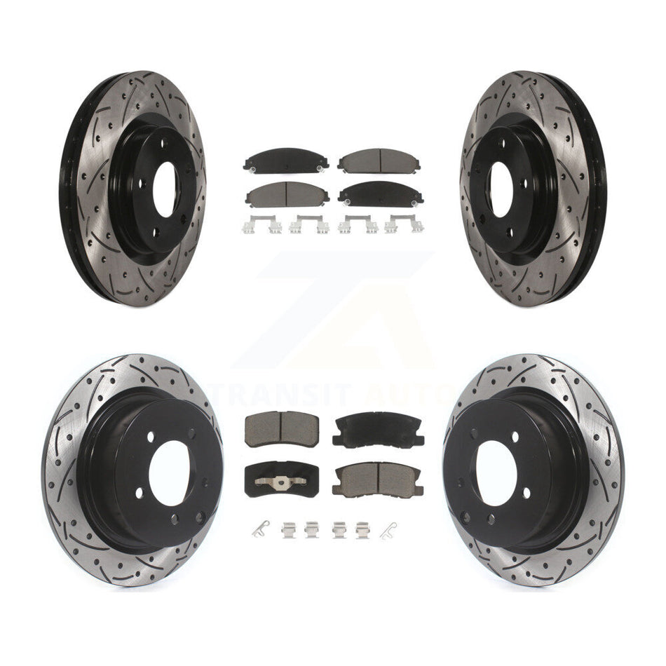 Front Rear Drill Slot Disc Brake Rotors Ceramic Pad Kit For 2008-2009 Dodge Caliber SRT-4 KDC-101681