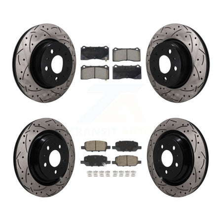 Front Rear Drill Slot Brake Rotors Ceramic Pad Kit For Tesla 3 With Gray Painted Calipers KDC-101684