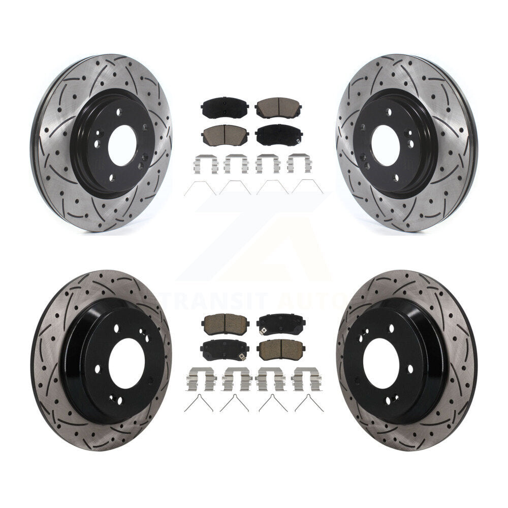 Front Rear Coated Drilled Slotted Disc Brake Rotors And Ceramic Pads Kit For Hyundai Kona KDC-101687