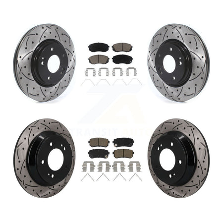 Front Rear Coated Drilled Slotted Disc Brake Rotors And Ceramic Pads Kit For Hyundai Kona KDC-101687