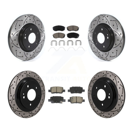 Front Rear Coated Drilled Slotted Disc Brake Rotors And Ceramic Pads Kit For Kia Seltos KDC-101689