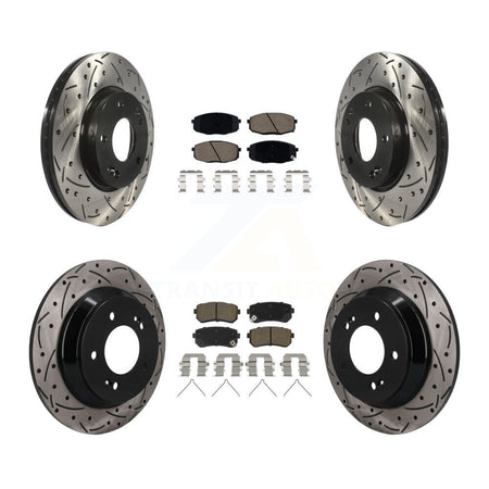 Front Rear Drilled Slot Brake Rotor & Ceramic Pad Kit For 2022 Hyundai Kona FWD with 1.6L KDC-101690