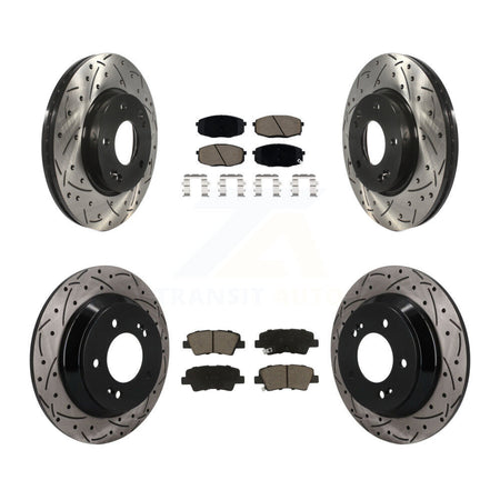 Front Rear Drilled Slot Brake Rotor & Ceramic Pad Kit For 2022 Hyundai Kona FWD with 1.6L KDC-101691