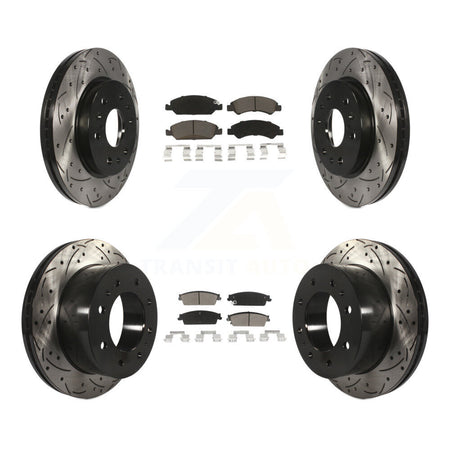 Front Rear Drill Slot Brake Rotors Ceramic Pad Kit For 11 Chevrolet Silverado 1500 Hybrid KDC-101693