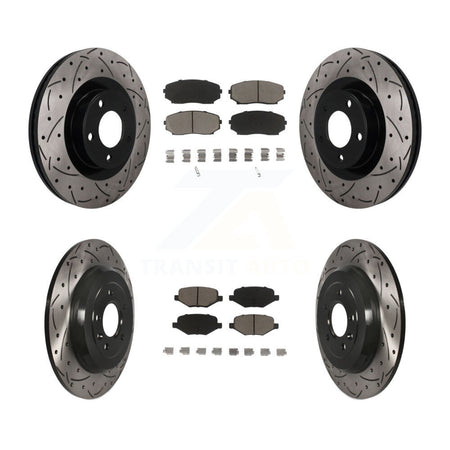 Front Rear Coated Drilled Slot Disc Brake Rotor Ceramic Pad Kit For Ford Edge Lincoln MKX KDC-101694
