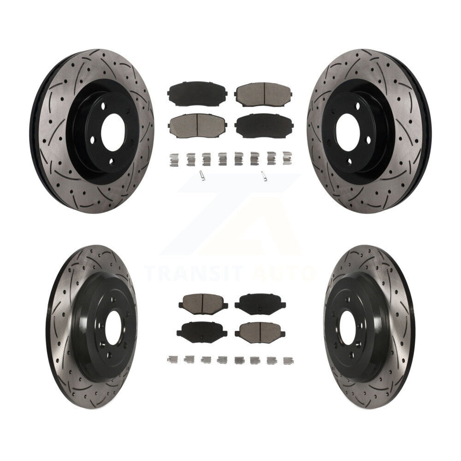 Front Rear Coated Drilled Slot Disc Brake Rotor Ceramic Pad Kit For Ford Edge Lincoln MKX KDC-101694