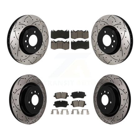 Front Rear Coated Drill Slot Disc Brake Rotors Ceramic Pad Kit For Land Rover Range Sport KDC-101697