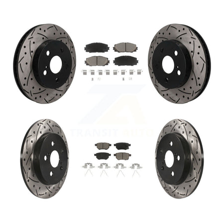 Front Rear Drilled Slot Brake Rotors Ceramic Pad Kit For Toyota Corolla Prius Prime AWD-e KDC-101698