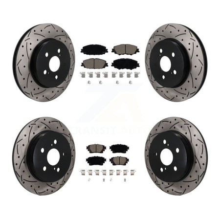 Front Rear Coated Drilled Slotted Disc Brake Rotor And Ceramic Pad Kit For Toyota Corolla KDC-101700