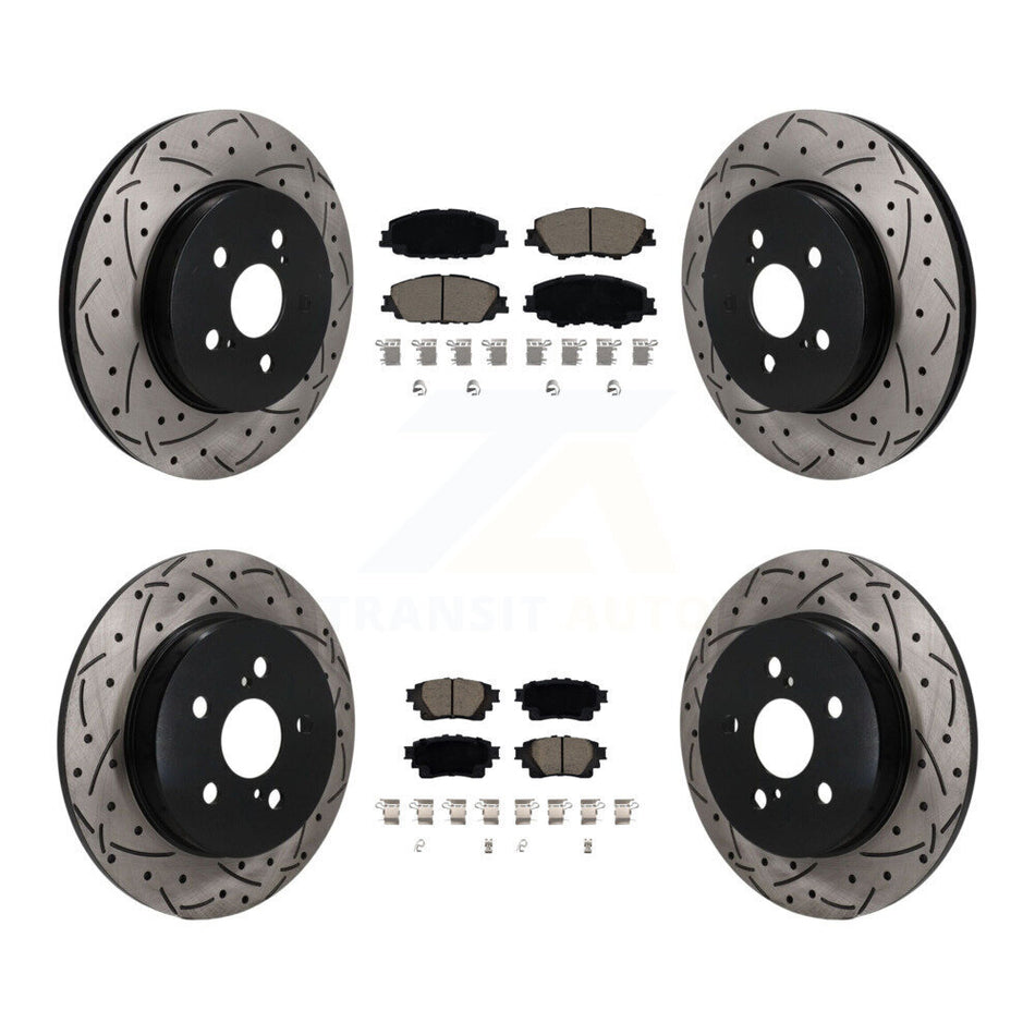 Front Rear Coated Drilled Slotted Disc Brake Rotor And Ceramic Pad Kit For Toyota Corolla KDC-101700