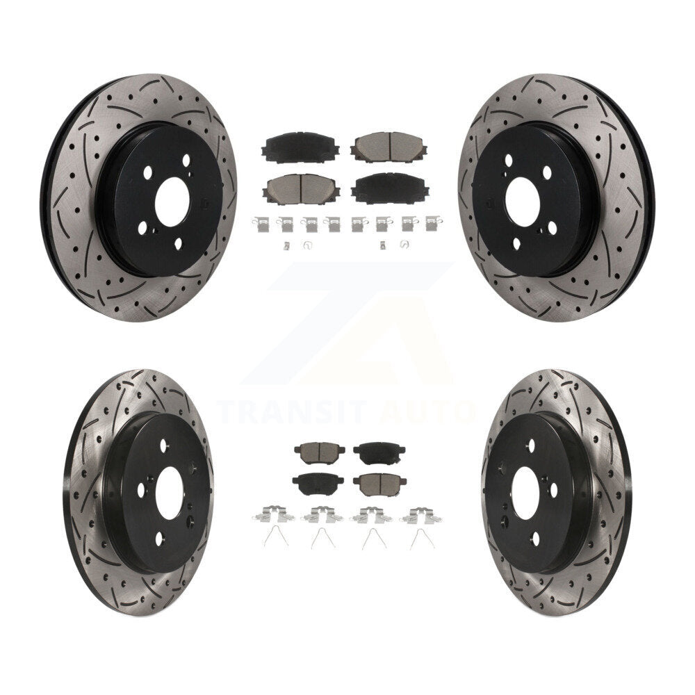 Front Rear Drill Slot Brake Rotors Ceramic Pad Kit For 2019 Toyota Prius Prime From 05 19 KDC-101701