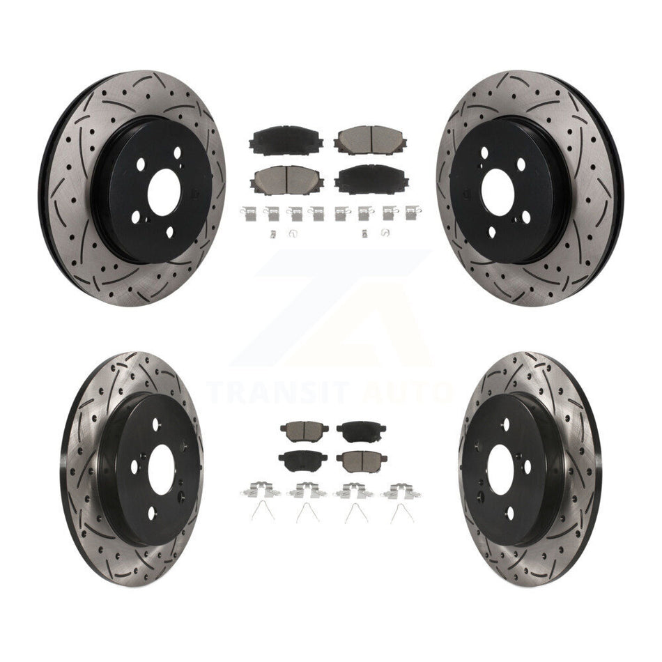 Front Rear Drill Slot Brake Rotors Ceramic Pad Kit For 2019 Toyota Prius Prime From 05 19 KDC-101701