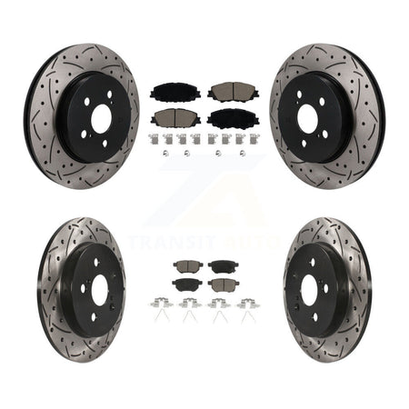 Front Rear Drilled Slot Disc Brake Rotor & Ceramic Pad Kit For Toyota Corolla Prius Prime KDC-101702