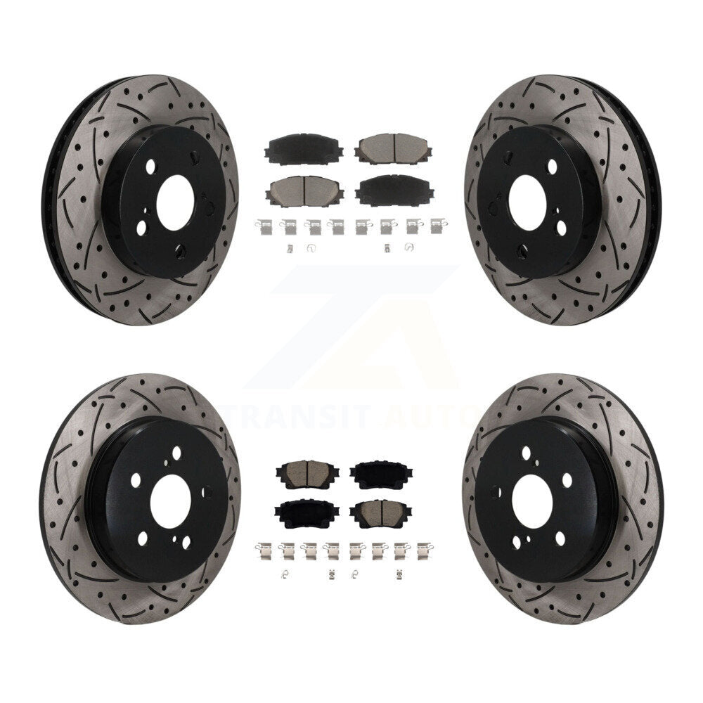 Front Rear Coated Drilled Slotted Disc Brake Rotor And Ceramic Pad Kit For Toyota Corolla KDC-101703