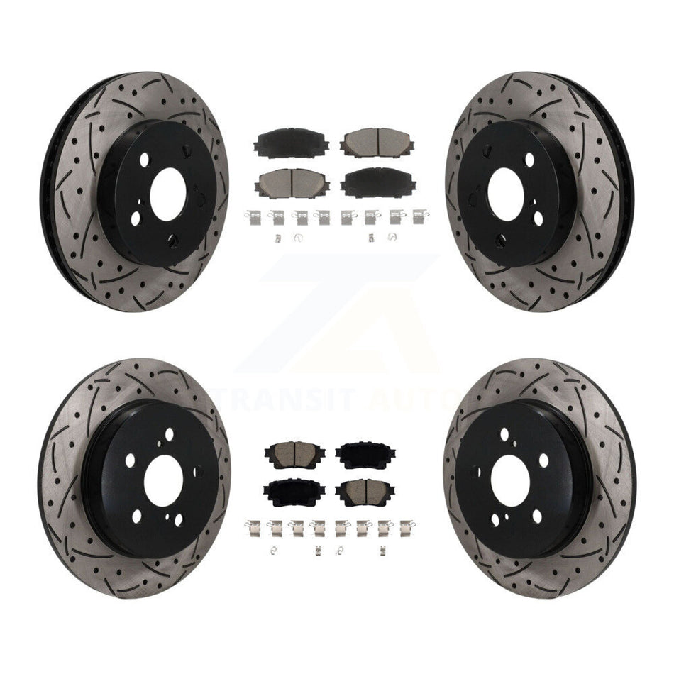 Front Rear Coated Drilled Slotted Disc Brake Rotor And Ceramic Pad Kit For Toyota Corolla KDC-101703