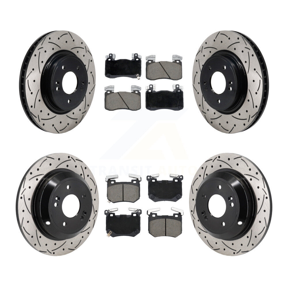 Front Rear Drill Slot Brake Rotor Ceramic Pad Kit For Genesis G70 2.0L With Brembo Brakes KDC-101704