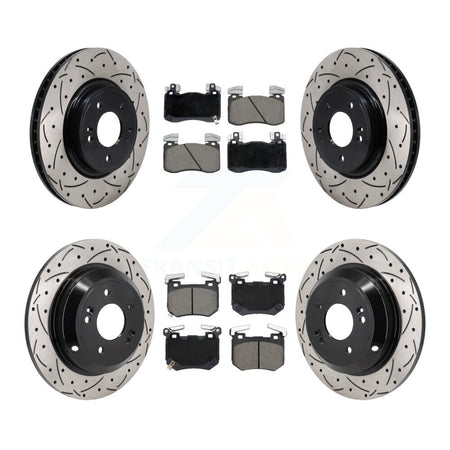 Front Rear Drill Slot Brake Rotor Ceramic Pad Kit For Genesis G70 2.0L With Brembo Brakes KDC-101704
