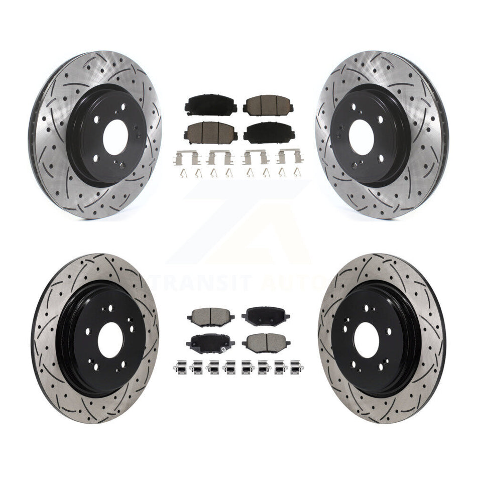Front Rear Coated Drilled Slotted Disc Brake Rotors & Ceramic Pad Kit For 2023 Honda HR-V KDC-101706