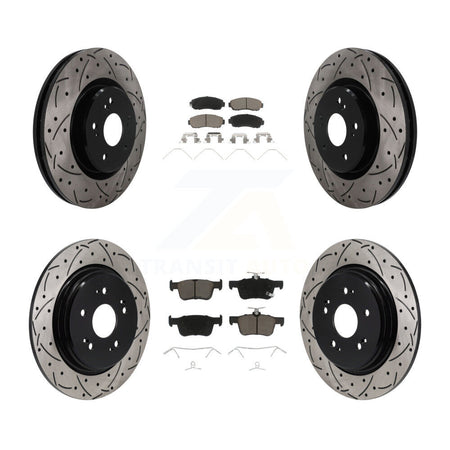 Front Rear Coated Drilled Slot Disc Brake Rotor & Ceramic Pad Kit For 2019-2021 Acura RDX KDC-101707