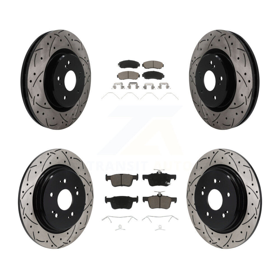 Front Rear Coated Drilled Slot Disc Brake Rotor & Ceramic Pad Kit For 2019-2021 Acura RDX KDC-101707