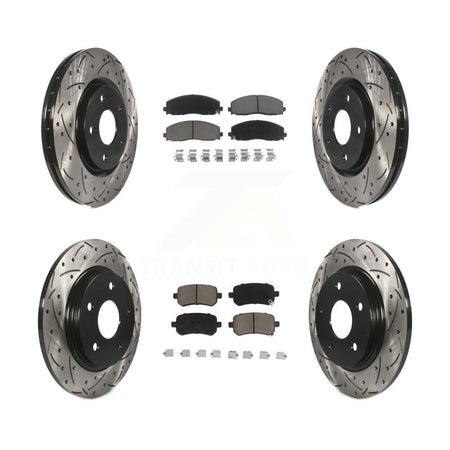Front Rear Coated Drilled Slotted Disc Brake Rotors Ceramic Pad Kit For Volkswagen Routan KDC-101711