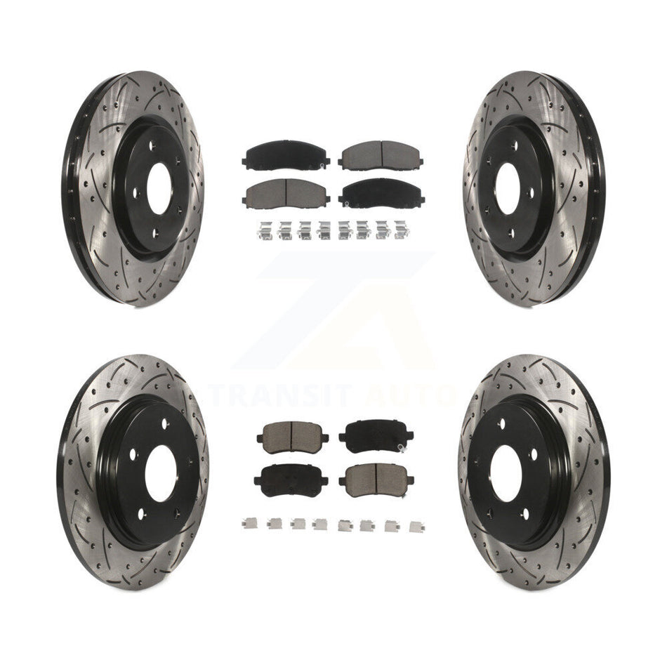 Front Rear Coated Drilled Slotted Disc Brake Rotors Ceramic Pad Kit For Volkswagen Routan KDC-101711
