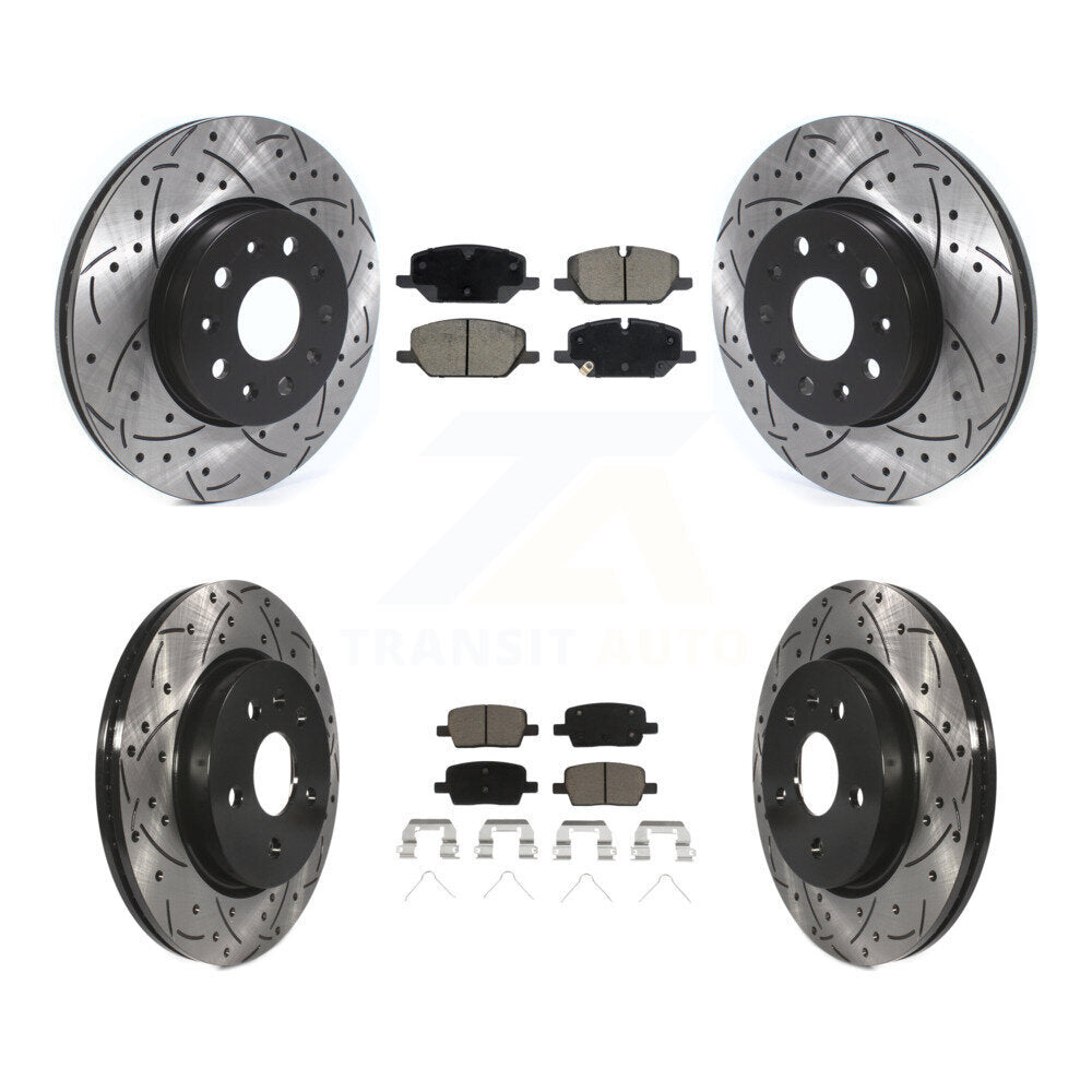 Front Rear Coated Drilled Slot Disc Brake Rotor & Ceramic Pad Kit For Chevrolet Camaro LT KDC-101712