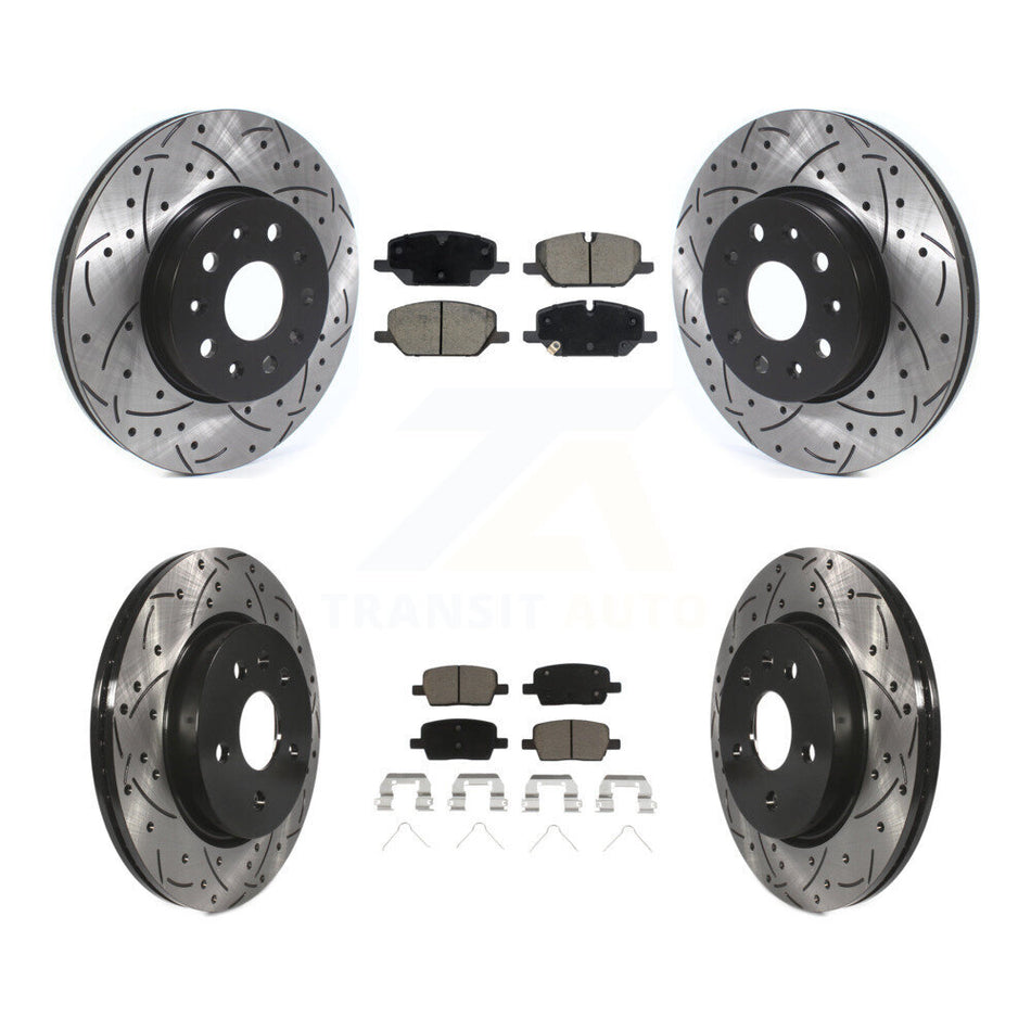 Front Rear Coated Drilled Slot Disc Brake Rotor & Ceramic Pad Kit For Chevrolet Camaro LT KDC-101712