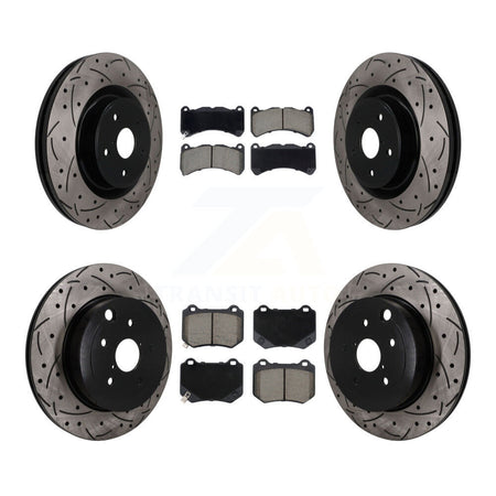 Front Rear Coat Drill Slot Disc Brake Rotors Ceramic Pad Kit For 2018-2020 Subaru WRX STI KDC-101713