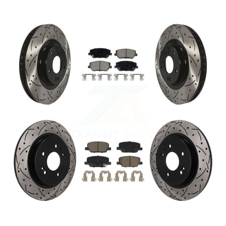 Front Rear Drilled Slot Disc Brake Rotor & Ceramic Pad Kit For 2019-2020 Hyundai Santa Fe KDC-101718