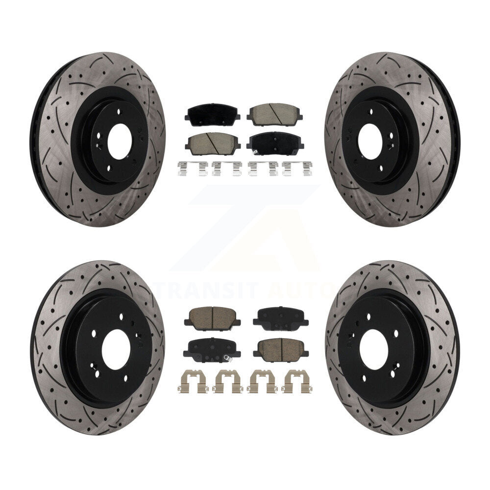 Front Rear Drill Slot Disc Brake Rotor Ceramic Pad Kit For Hyundai Palisade Kia Telluride KDC-101719