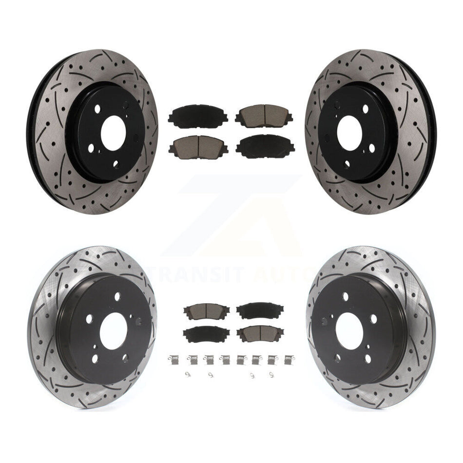 Front Rear Coated Drilled Slotted Disc Brake Rotors And Ceramic Pads Kit For Toyota C-HR KDC-101728