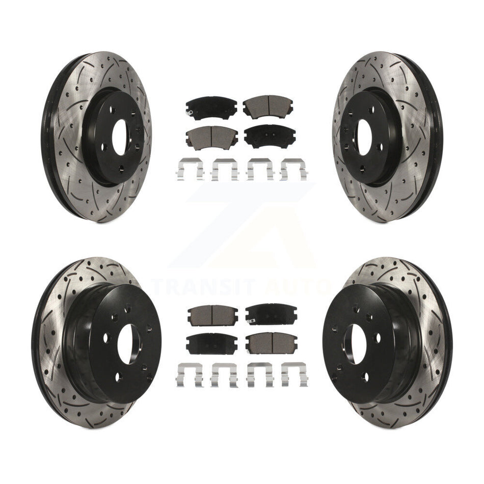 Front Rear Coated Drilled Slotted Disc Brake Rotors And Ceramic Pads Kit For GMC Terrain KDC-101729