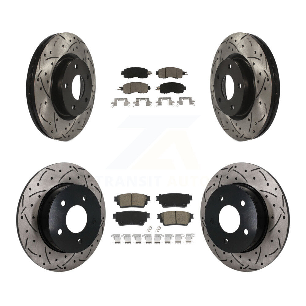 Front Rear Coated Drilled Slotted Disc Brake Rotors And Ceramic Pad Kit For Nissan Altima KDC-101731