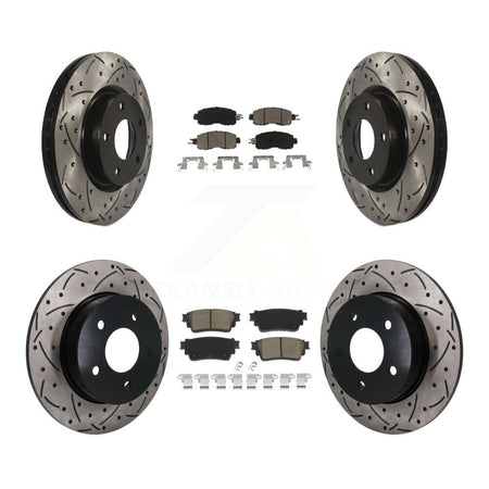 Front Rear Coated Drilled Slotted Disc Brake Rotors And Ceramic Pad Kit For Nissan Altima KDC-101731