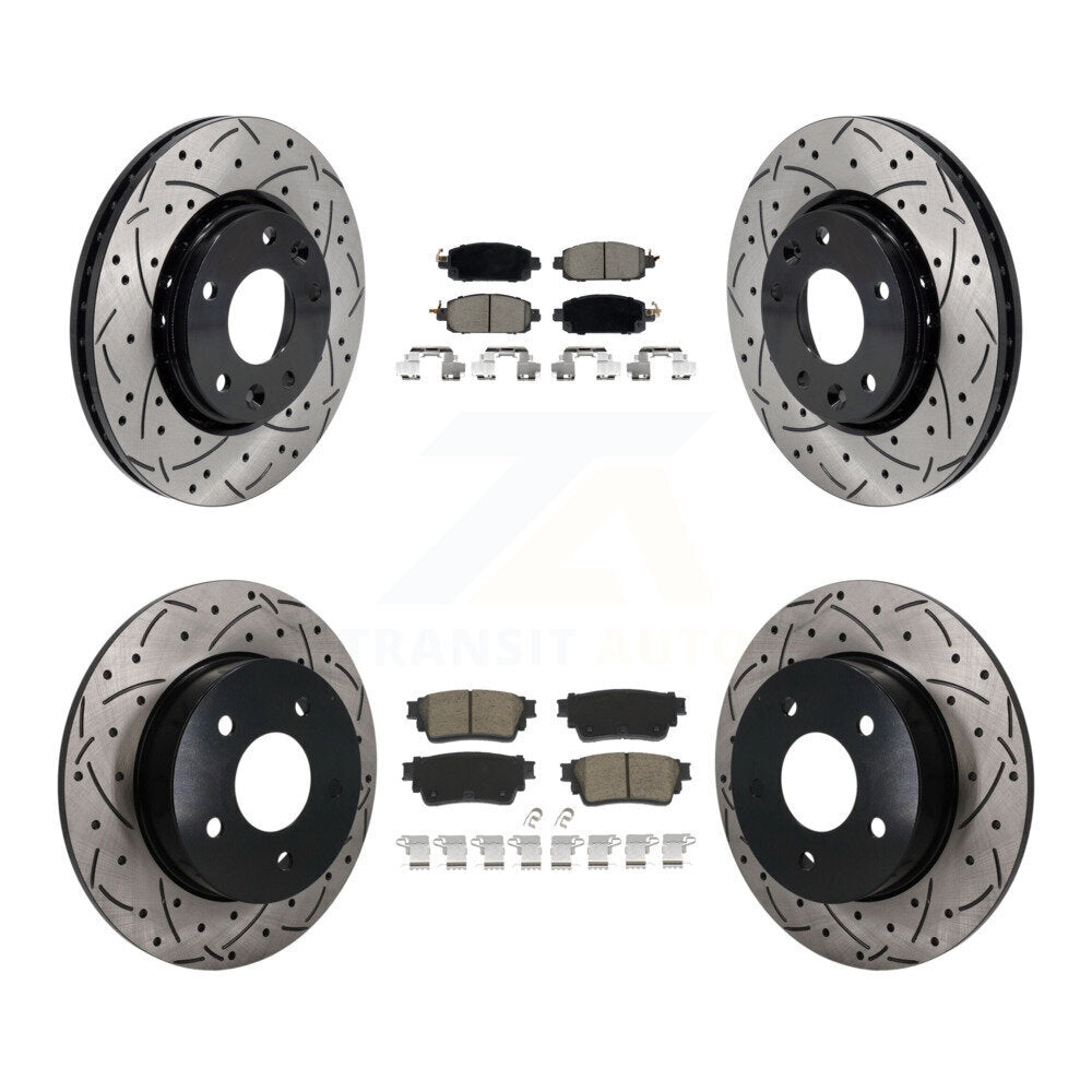 Front Rear Coated Drilled Slotted Disc Brake Rotors And Ceramic Pads Kit For Nissan Kicks KDC-101732