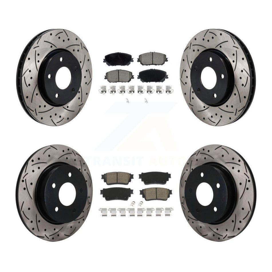 Front Rear Coated Drilled Slotted Disc Brake Rotors And Ceramic Pads Kit For Nissan Rogue KDC-101733