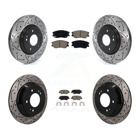 Front Rear Drilled Slot Brake Rotor & Ceramic Pad Kit For Kia Soul 1.6L with Turbocharged KDC-101735