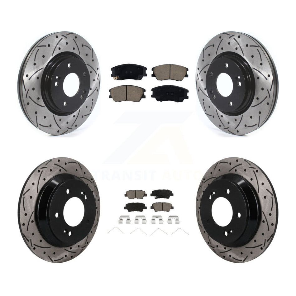 Front Rear Drilled Slot Brake Rotor & Ceramic Pad Kit For Kia Soul 1.6L with Turbocharged KDC-101735